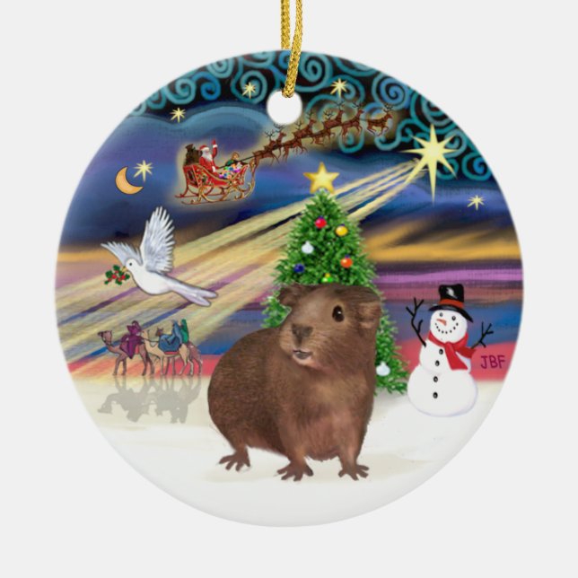 Xmas Magie - Braune Guinea Keramikornament (Vorne)