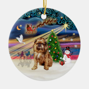 Xmas-Magie - Brussels Griffon (rot) Keramik Ornament