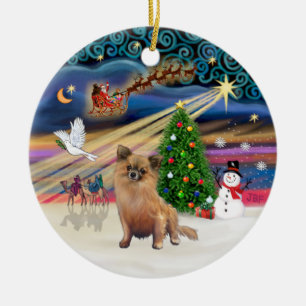 Xmas-Magie - Chihuahua (langhaarig) Keramikornament