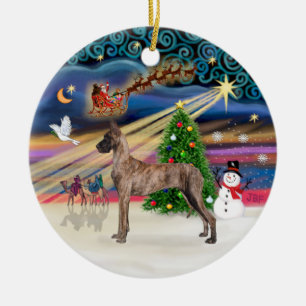 Xmas-Magie - Deutsche Dogge (getigert aufrecht) Keramikornament