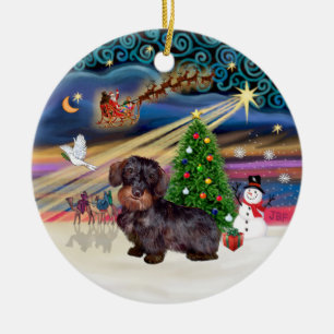 Xmas-Magie - Drahthaar-Dackel Keramik Ornament