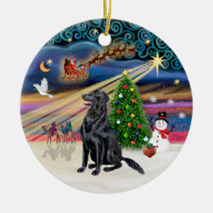 Xmas-Magie - Flat Coated Retriever Keramikornament