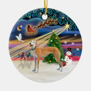 Xmas-Magie - Hellroter Greyhound Keramik Ornament