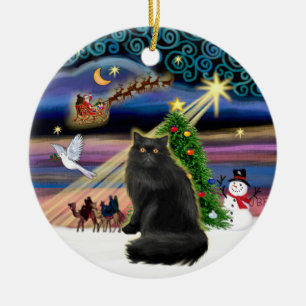 Xmas-Magie - schwarze Perserkatze Keramikornament
