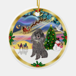 Xmas Magie - Silver Toy Poodle Keramik Ornament