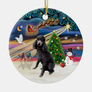 Xmas-Magie - Standard schwarzer Pudel Keramikornament