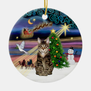 Xmas Magie - Tabby Tiger Katze Keramikornament