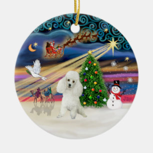 Xmas Magie - White Miniature Poodle Keramikornament