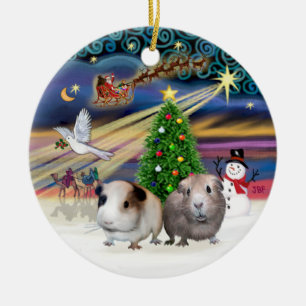 Xmas Magie - Zwei Guinea Schweine Keramik Ornament