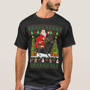 Xmas Matching Ugly Santa Riding Miniatur Pinscher T-Shirt