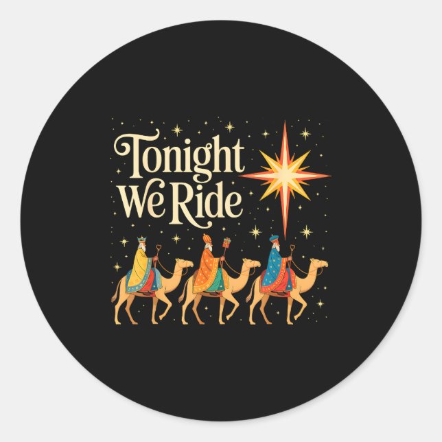 Xmas Men Women Nativity Three Wise Men Tonight We  Runder Aufkleber (Vorderseite)
