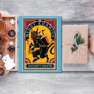 Xmas Merry Krampus Naughty Brats Circus Poster Feiertagskarte
