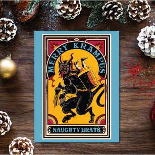 Xmas Merry Krampus Naughty Brats Circus Poster Feiertagspostkarte