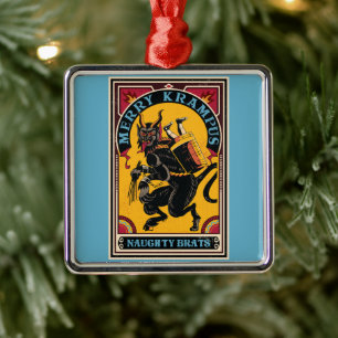 Xmas Merry Krampus Naughty Brats Circus Poster Ornament Aus Metall