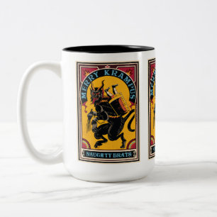 Xmas Merry Krampus Naughty Brats Circus Poster Zweifarbige Tasse