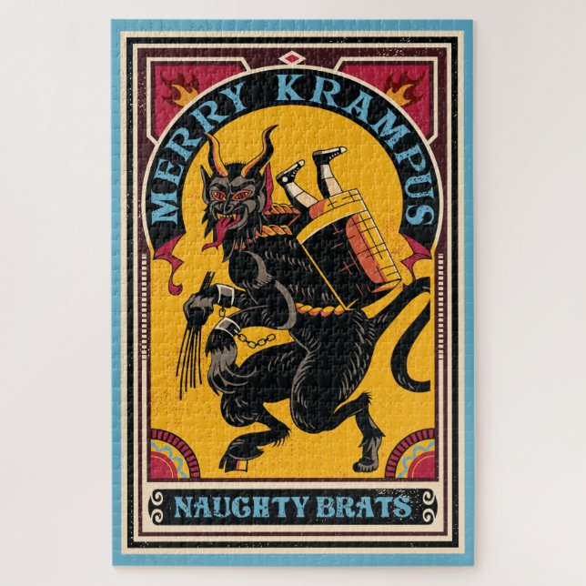 Xmas Merry Krampus Naughty Brats Circus Style Puzzle (Vertikal)