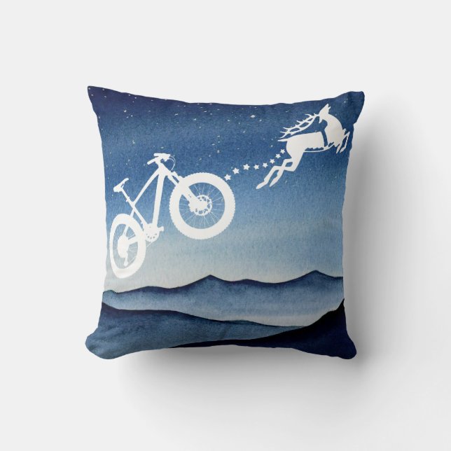 Xmas Mountain Bike Reindeer Christmas Star Night  Kissen (Vorderseite)