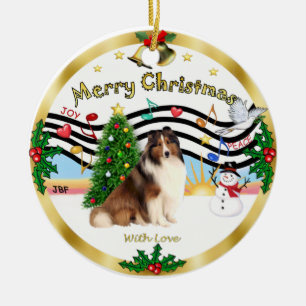 Xmas Music 1 - Shetland Sheepdog #7 Keramikornament