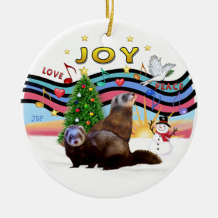 Xmas Music 1 - Two Ferrets Keramikornament