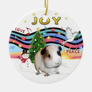 Xmas Music 2 - Brown Guinea Pig #1 Keramikornament