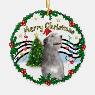 Xmas-Musik 1 - MC - Irischer Wolfshund (Hut) Keramik Ornament