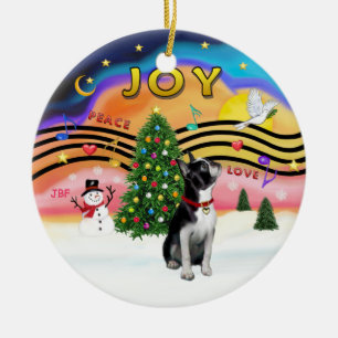 Xmas Musik 2 - Boston Terrier Keramik Ornament