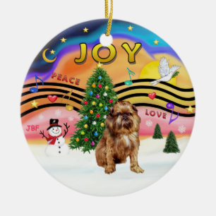 Xmas Musik 2 - Brussels Griffon (rot/braun) Keramikornament