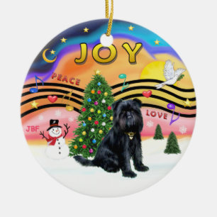 Xmas-Musik 2 - Brussels Griffon (schwarz) Keramik Ornament