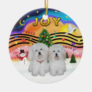 Xmas Musik 2 - Coton de Tulear (ZWEI) Keramikornament