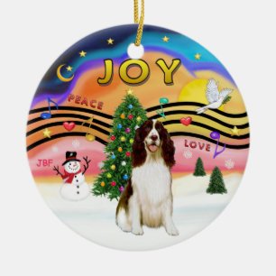 Xmas-Musik 2 - English Springer (Leberfarben) Keramikornament