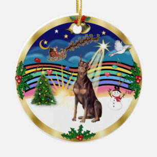 Xmas-Musik 3 - Roter Dobermann Keramikornament