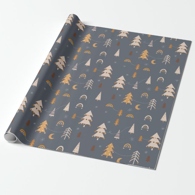 Xmas Muster boho Stil Geschenkpapier (Ungerollt)