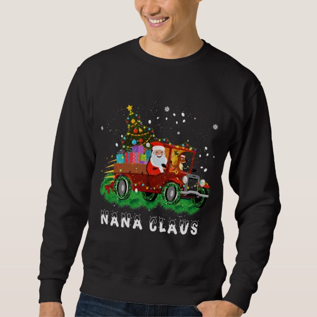 Xmas Nana Claus Red Truck Familie Weihnachten Paja Sweatshirt (Vorderseite)