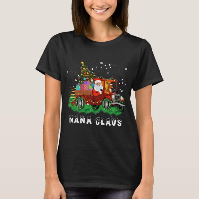 Xmas Nana Claus Red Truck Familie Weihnachten Paja T-Shirt (Vorderseite)