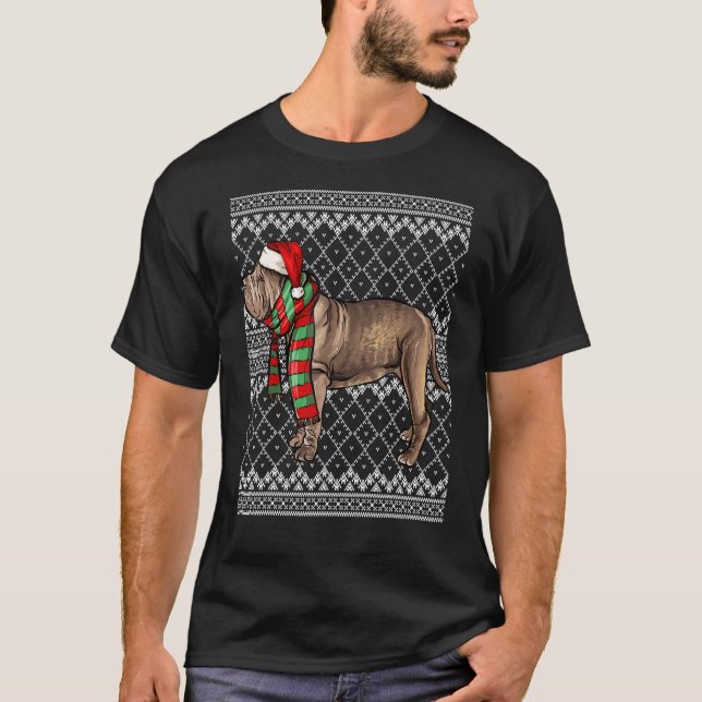 Xmas Neapolitan Mastiff Santa Claus Hat Ugly Chris T-Shirt (Vorderseite)