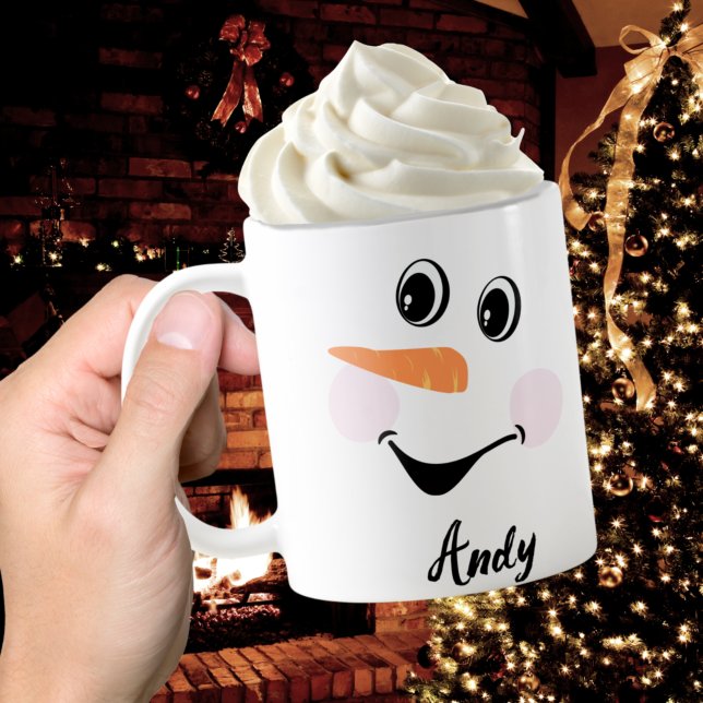 Xmas Niedlich Custom Snowman Happy Gesichtsbecher  Kaffeetasse (Von Creator hochgeladen)