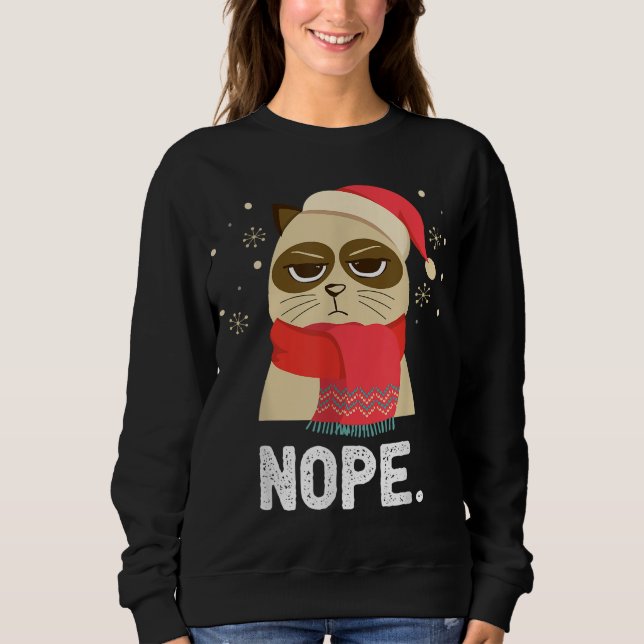 Xmas Nope heute nicht Funny Cat Weihnachten Sweatshirt (Vorderseite)