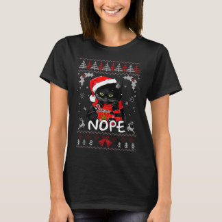 Xmas Nope heute nicht lustig Black Cat Weihnachten T-Shirt