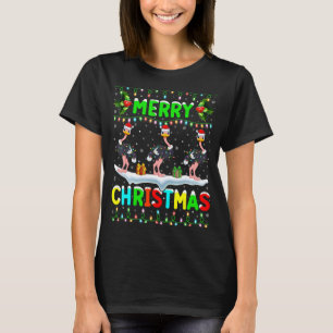 Xmas Ostrich Bird Lighting Weihnachtsmannmütze Fro T-Shirt