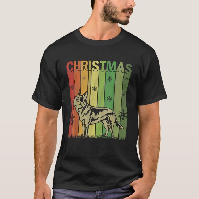 Xmas Pajamas Matching Retro Australian Cattle Dog  T-Shirt (Vorderseite)