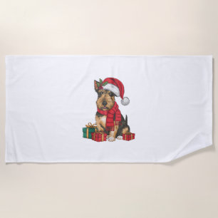 Xmas Party Decoration Santa Irish Terrier Dog Chri Strandtuch