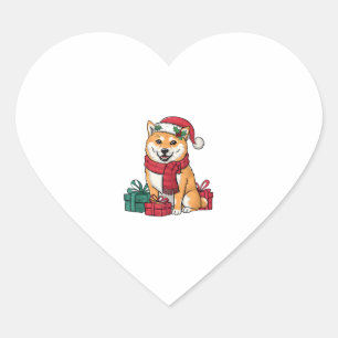 Xmas Party Decoration Santa Shiba Inu Dog Christma Herz-Aufkleber
