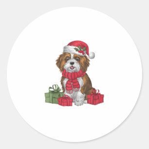 Xmas Party Dekoration Santa Havanese Dog Weihnacht Runder Aufkleber