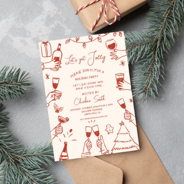 Xmas Party HolidayHand Gezeichnet Funky Handwritin Einladung (Von Creator hochgeladen)