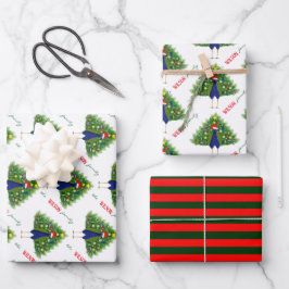 Xmas-Pfau-Geschenkpapier-Set aus 3 flachen Bögen Geschenkpapier Set