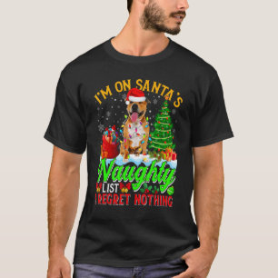 Xmas Pitbull Hund auf Santas unartiger Liste T-Shirt