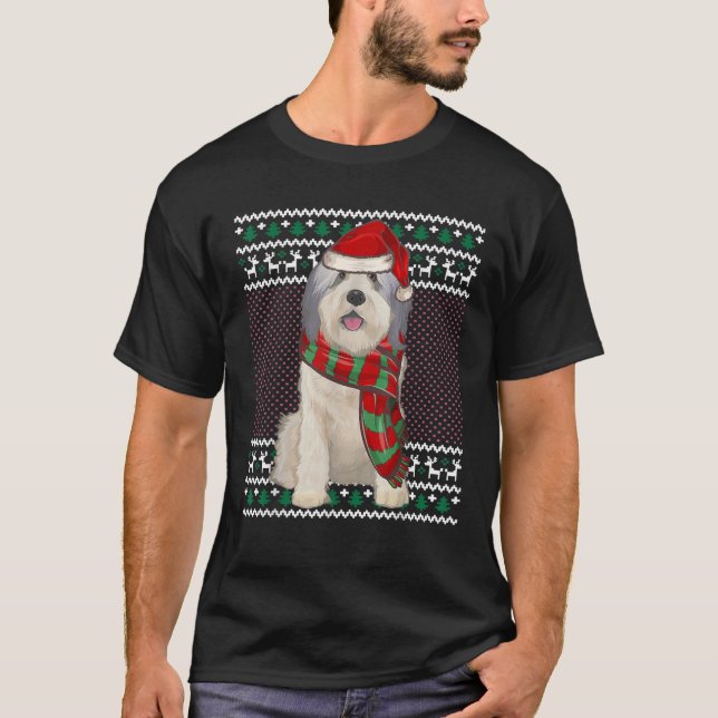 Xmas Polish Lowland Sheepdog Dog Santa Hat Ugly Ch T-Shirt (Vorderseite)