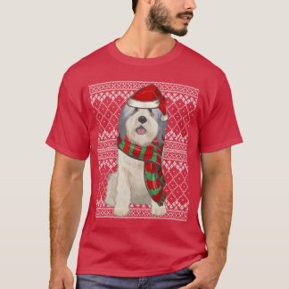 Xmas Polish Lowland Sheepdog Santa Claus Hat Ugly  T-Shirt