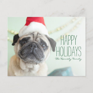 Xmas Pug Feiertagspostkarte
