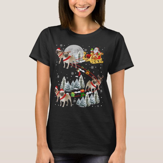 Xmas Pug Sledge Christmas Sledge Santa Dog  T-Shirt (Vorderseite)